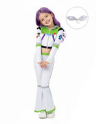 Girls Women Space Ranger Costume Green Cropped Jacket and Flare Pants Set for Halloween Carnival