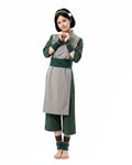 Toph Cosplay Costume Green Earthbending Suit with Hairband for Adults Kids Stage Performance