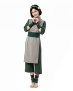 Toph Cosplay Costume Green Earthbending Suit with Hairband for Adults Kids Stage Performance