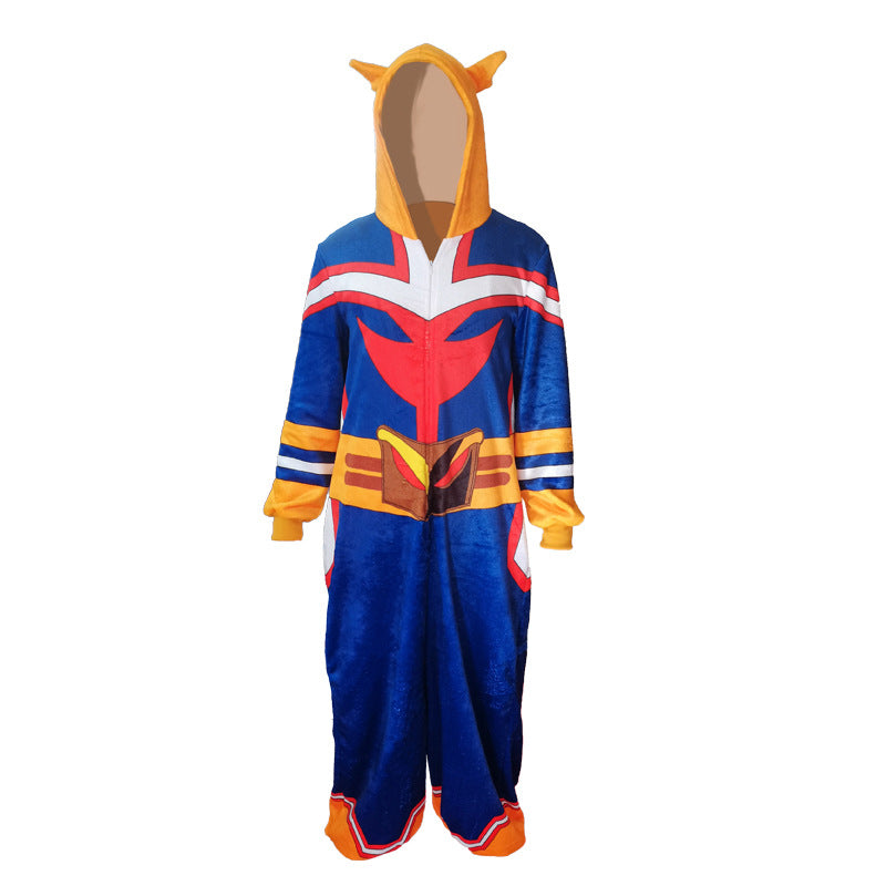 Adult Might Pajamas Blue Soft Fleece Jumpsuit Cozy Anime Loungewear Cosplay Costume