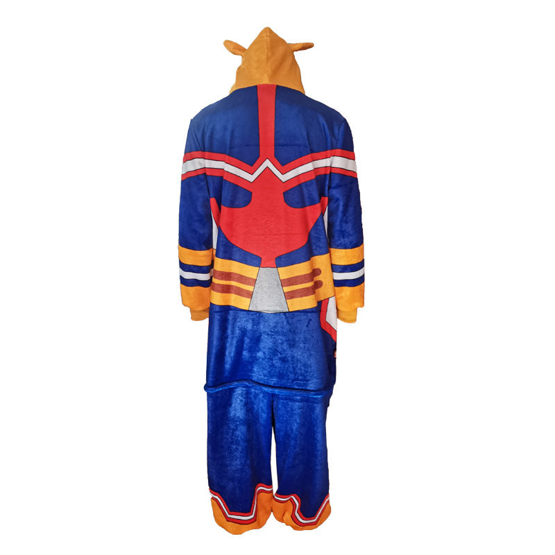 Adult Might Pajamas Blue Soft Fleece Jumpsuit Cozy Anime Loungewear Cosplay Costume