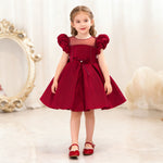 Toddler Christmas Party Dress Formal Puff Sleeve Xmas Smocked Green Costume for Girls