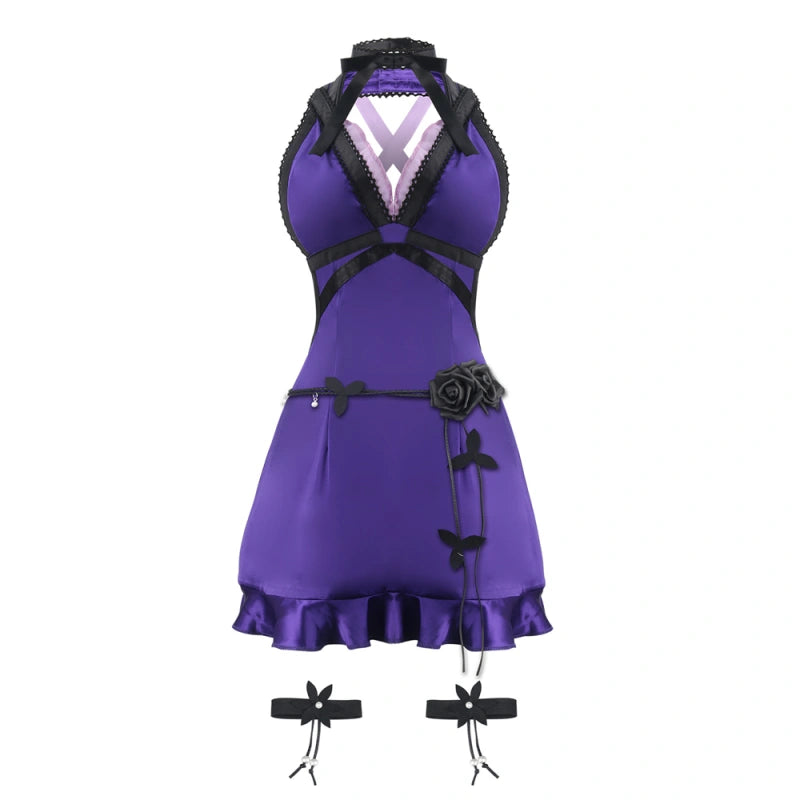 Sexy Tifa Dress FF7 Lockhart Purple Backless Party Dress Halloween Car Sun Baby Sexy Tifa Dress FF7 Lockhart Purple Backless Party Dress Halloween Car Sun Baby