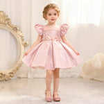 Toddler Christmas Party Dress Formal Puff Sleeve Xmas Smocked Green Costume for Girls