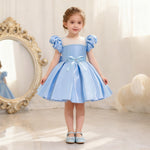 Toddler Christmas Party Dress Formal Puff Sleeve Xmas Smocked Green Costume for Girls