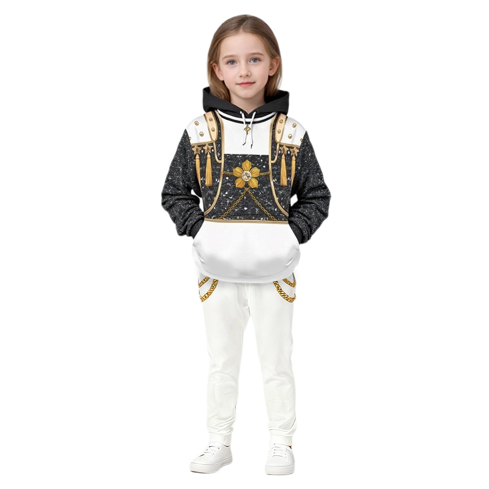Golden Hoodie and Pants Outfit Pop Star Performance Set Everyday Casual Streetwear
