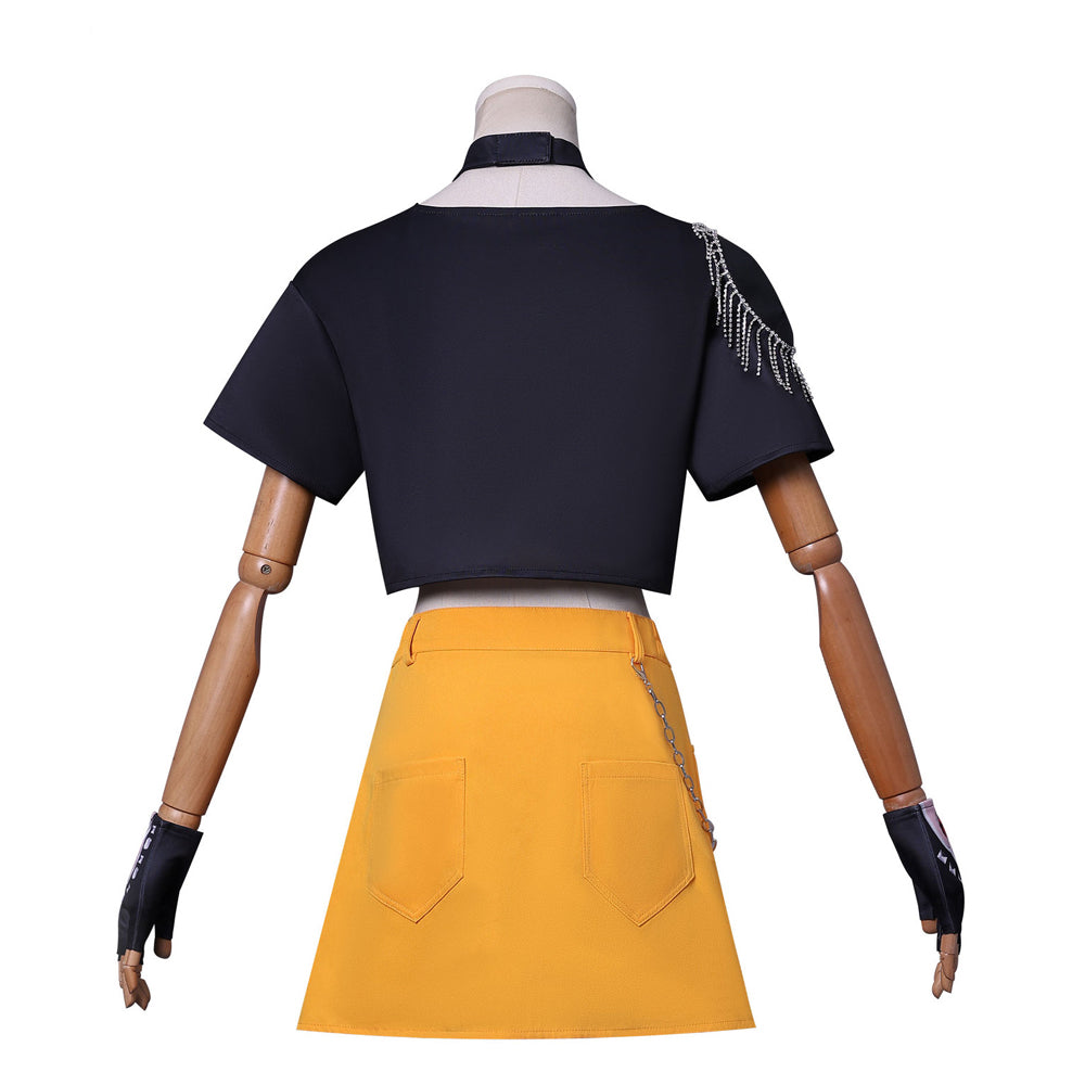 Kids Adults Pop Idol Costume Pop Star Cosplay Outfit Shirt Skirt and Accessories for Halloween Carnival