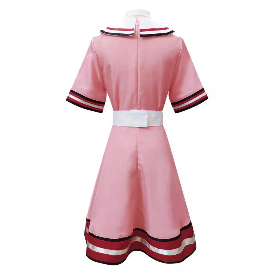 Nezuko Cosplay Costume Pink Summer Dress with Hat The Chosen Demon Nezuko Halloween Outfit