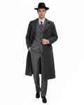 Mens Spider Hero Outfit Dark Gray Retro Overcoat Blazer and Hat Set for Stage Performance
