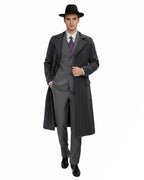 Mens Spider Hero Outfit Dark Gray Retro Overcoat Blazer and Hat Set for Stage Performance