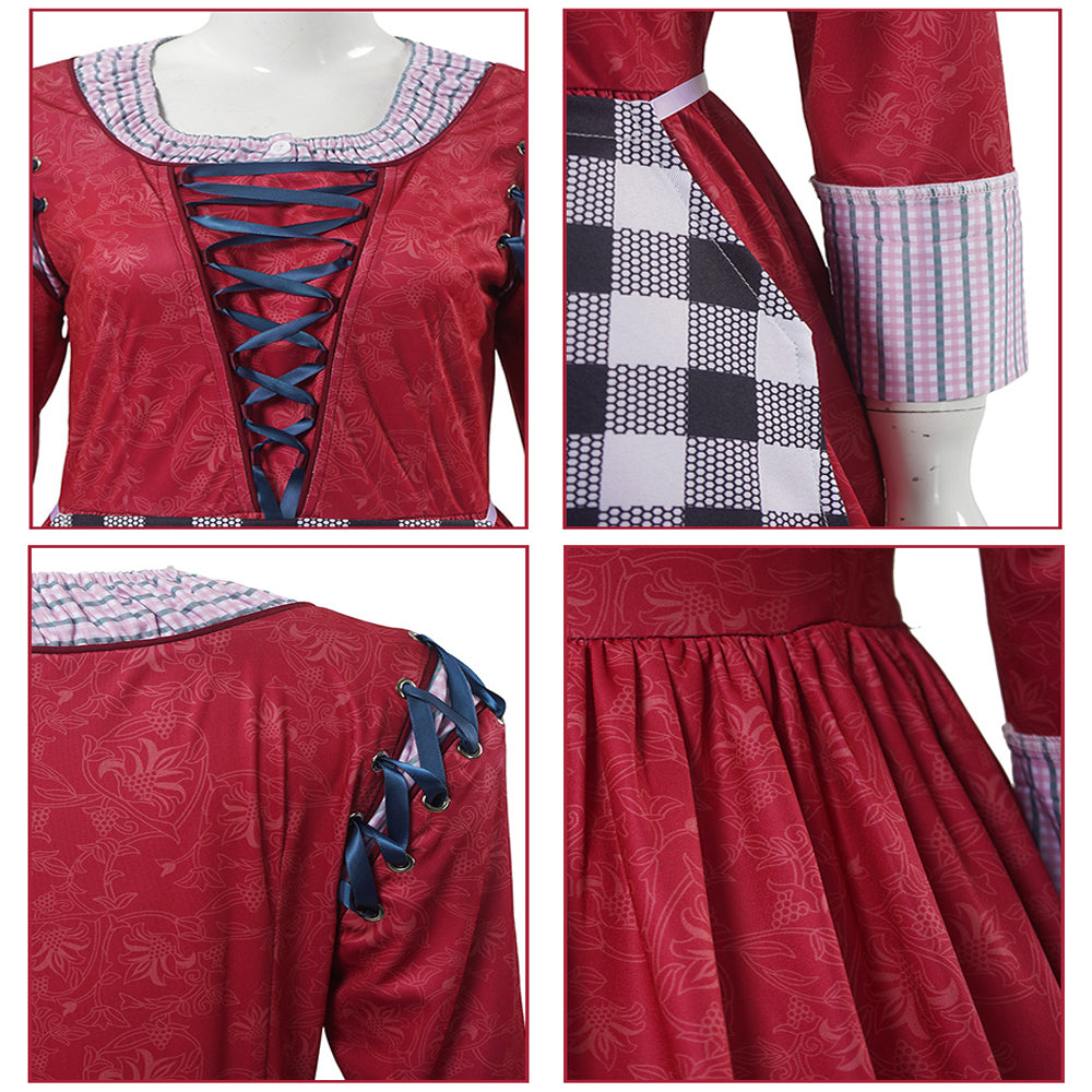 Adult Princess Dress Maid Maxi Dress with Apron Long Sleeve Party Outfit