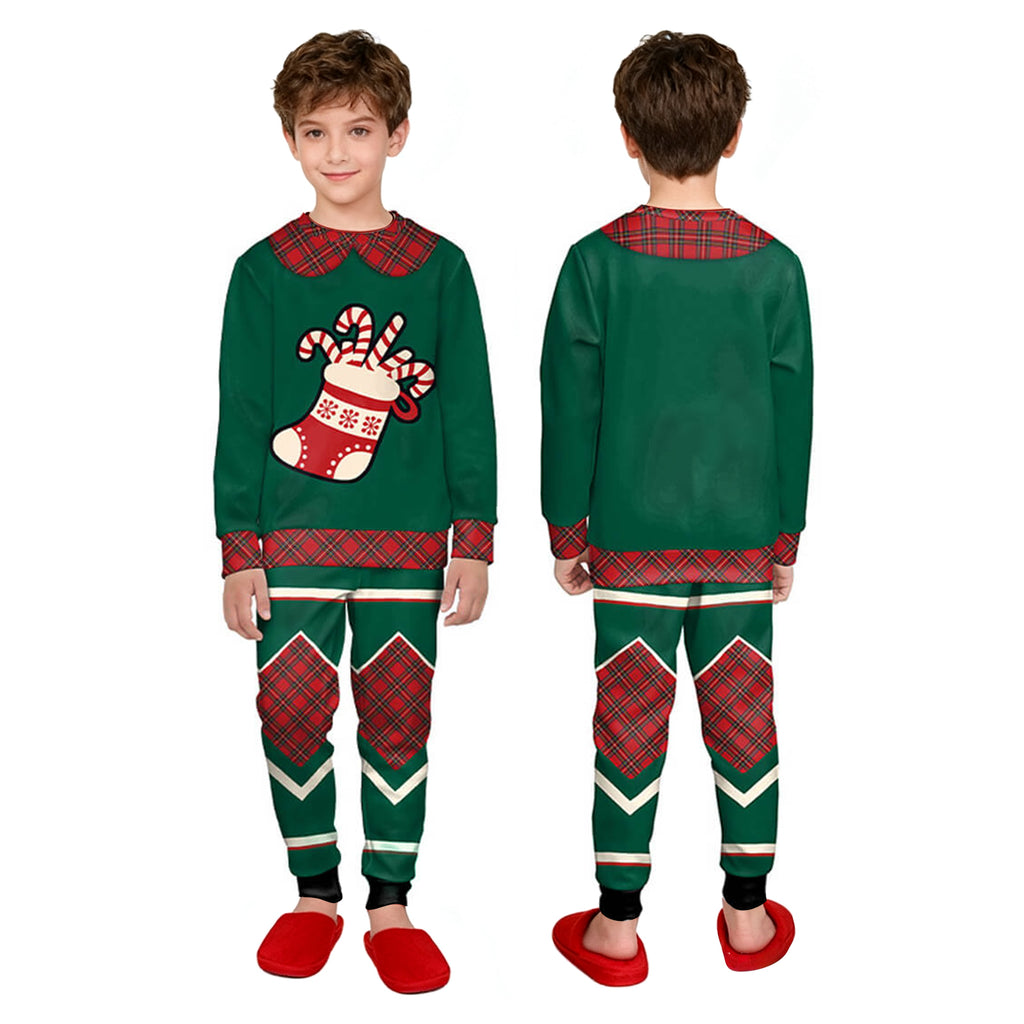 Kids Christmas Sweatshirt Boys Girls Long Sleeve Xmas Pullover Shirt and Pants Set for 4-8 years