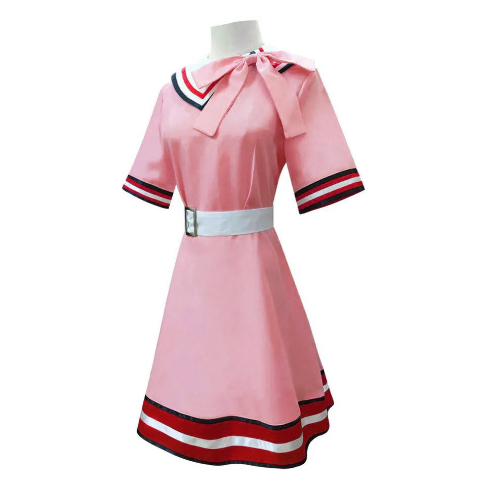 Nezuko Cosplay Costume Pink Summer Dress with Hat The Chosen Demon Nezuko Halloween Outfit