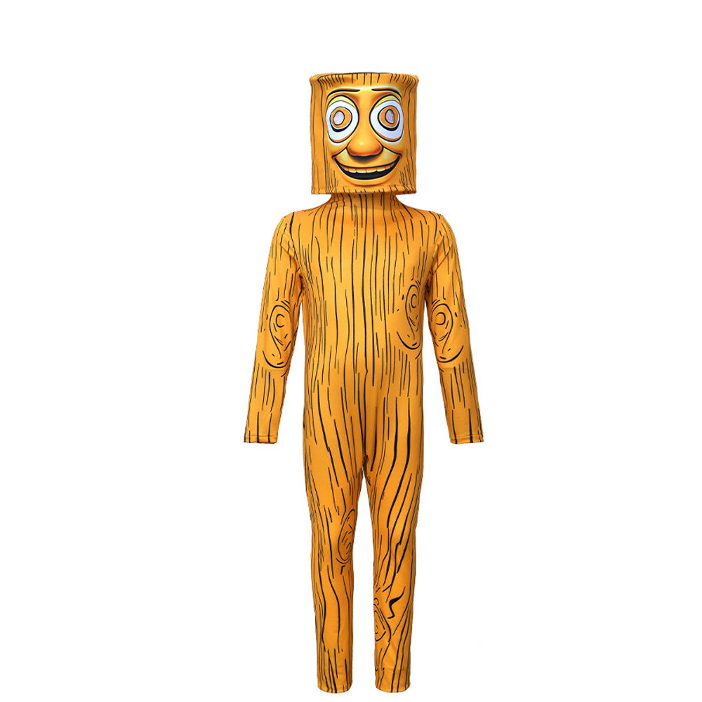 Kids Wooden Bat-wielding Ghost Costume Tung Tung Tuang Outfit with Inflatable Wooden Stick