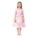 Girls Witch Dress Pink Princess Gown with Sheer Ruffled Sleeves Tiered Tulle Witch Costume