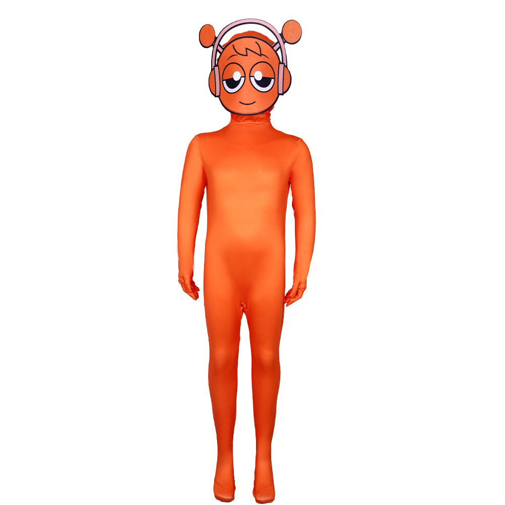 Kids Game Incredibox Costume Oren Jumpsuit Sprunki Orange Cosplay Outfit