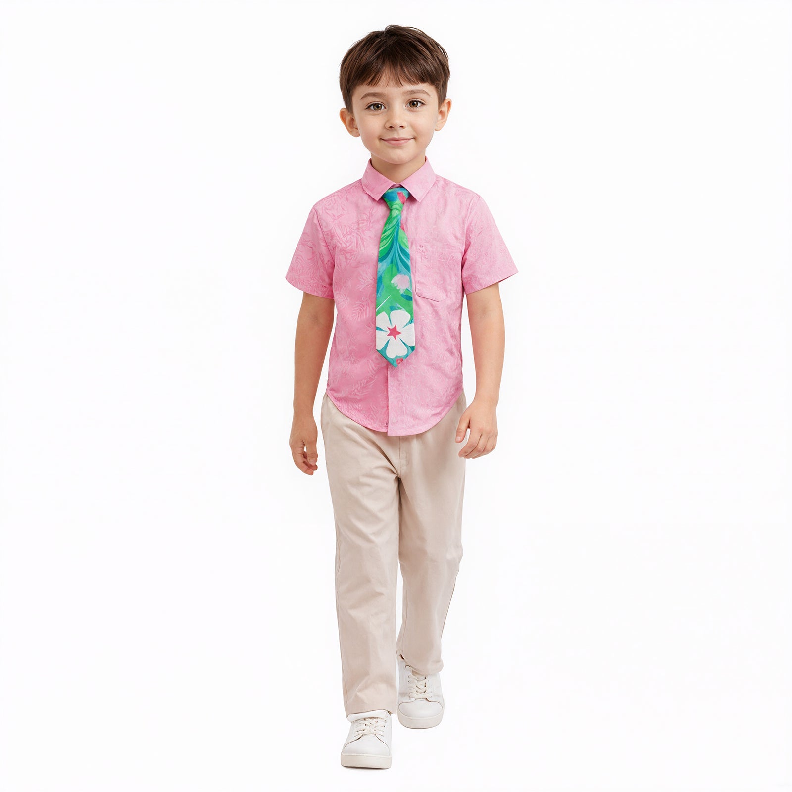 Boys Fox Costume Officer Wilde Pink Shirt Pants and Necktie Full Set for Dress Up Party