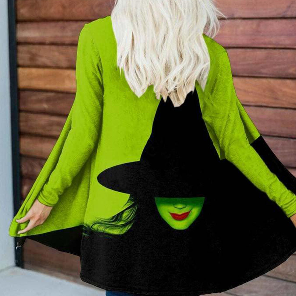 Women Elphaba Costume Wicked Long Sleeve Tops Green Outfit for Dress Up Party