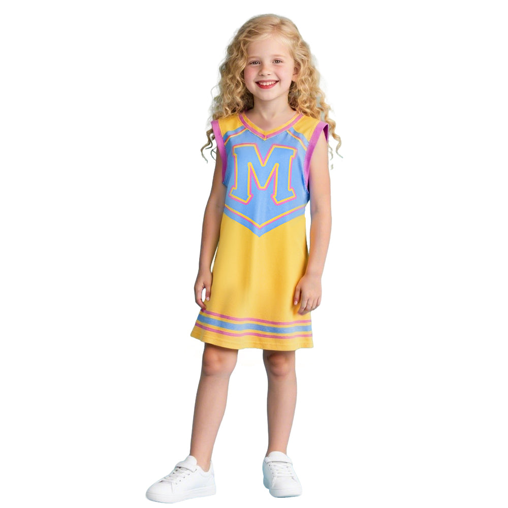 Kids Zombie Cheerleader Costume Yellow Halloween Fancy Dress for Girls