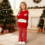 Girls Christmas Sleepwear Red Sweatshirt and Striped Pants for Xmas Eve