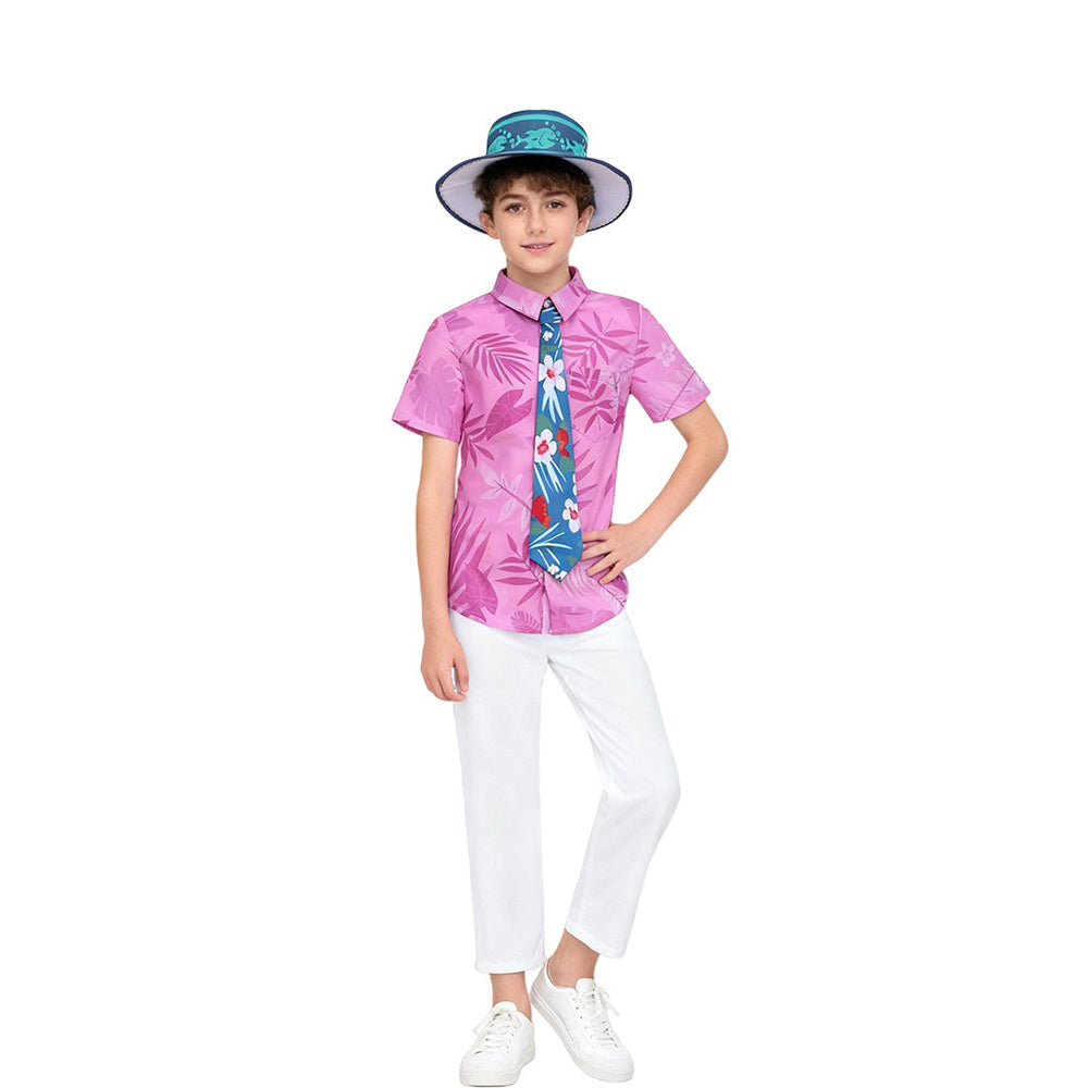 Nick Outfit Pink Shirt Pants Hat and Tie Costume Set for Vacation Cosplay