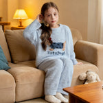 Girls Holiday Christmas Pajamas Soft Pink Sherpa Top with Striped Pants for Homewear