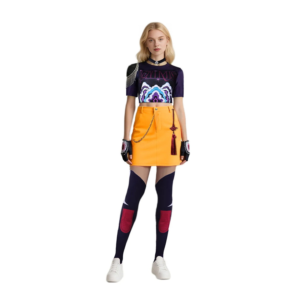 Kids Adults Pop Idol Costume Pop Star Cosplay Outfit Shirt Skirt and Accessories for Halloween Carnival
