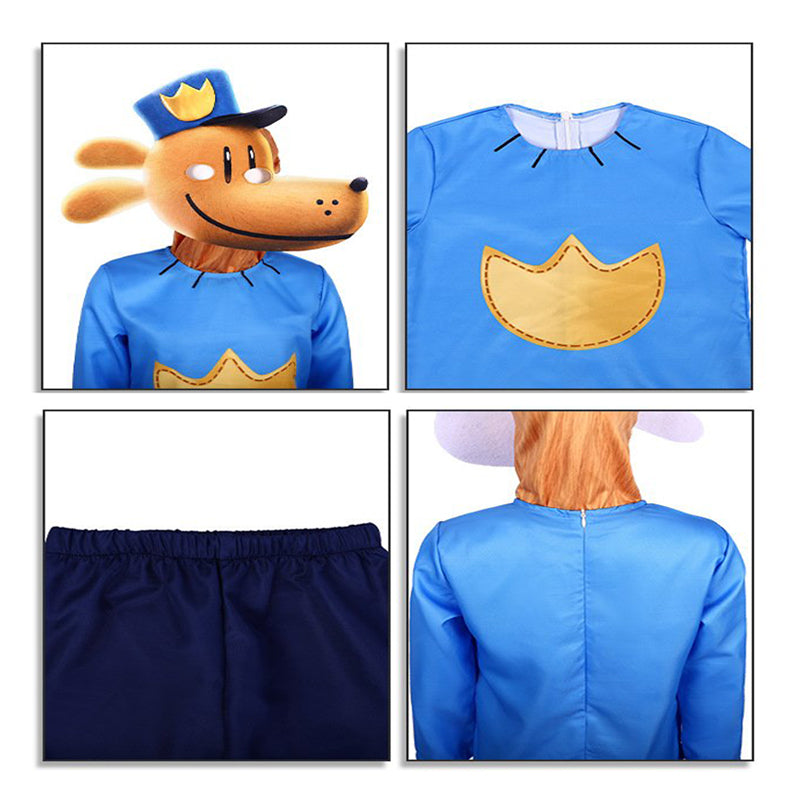 Kids Dog Police Man Costume Super Hero Tops Pants and Helmet for Cosplay