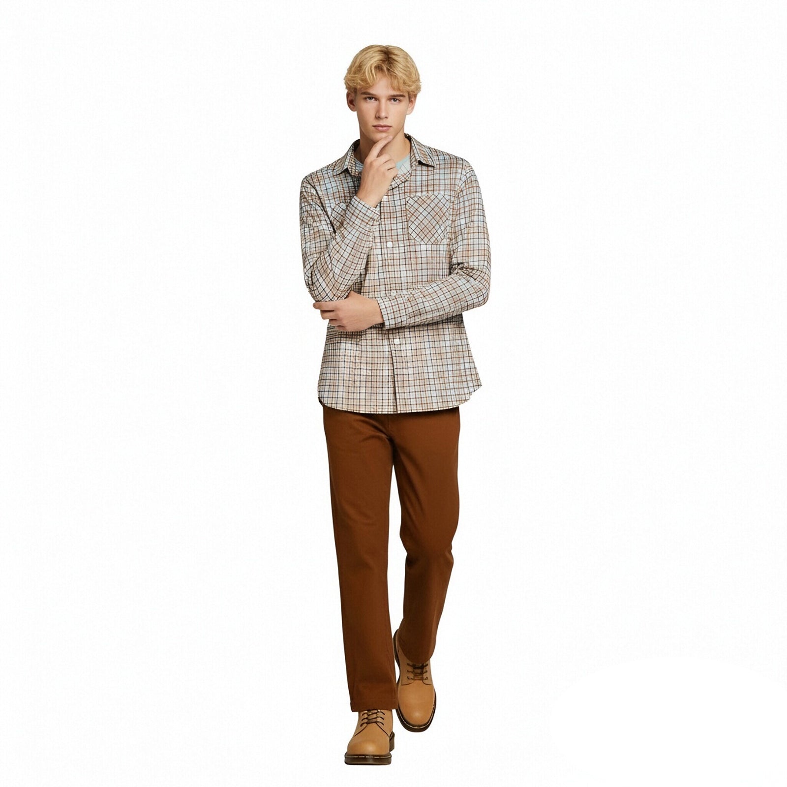 Mens Will Costume Plaid Button-Up Shirt Pants Full Set The Final Season Outfit for Cosplay