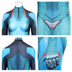 Adult Space Ranger Costume Blue Jumpsuit and Orange Coat 2pcs Suit for Halloween Carnival
