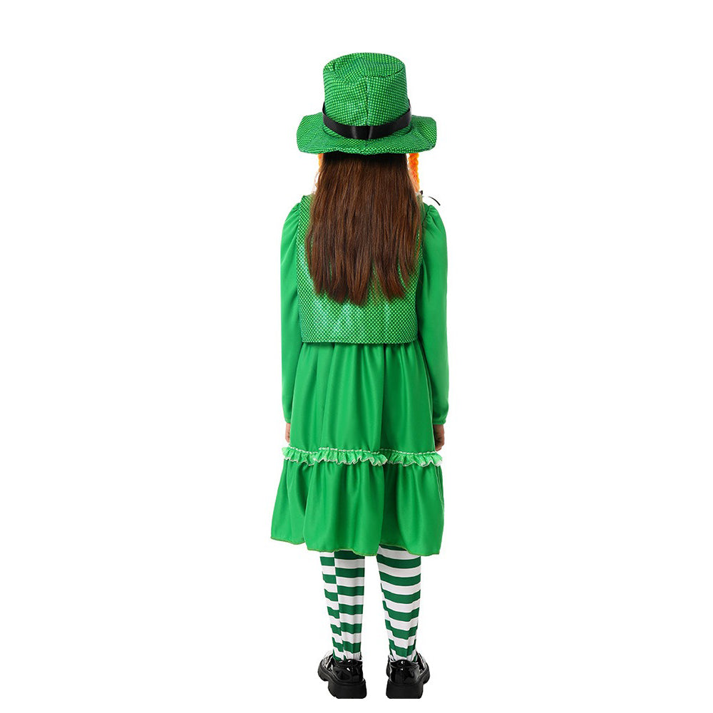 Kids Saint Patric's Day Costume Boys Girls Leprechaun Suit Irish Festival Outfit