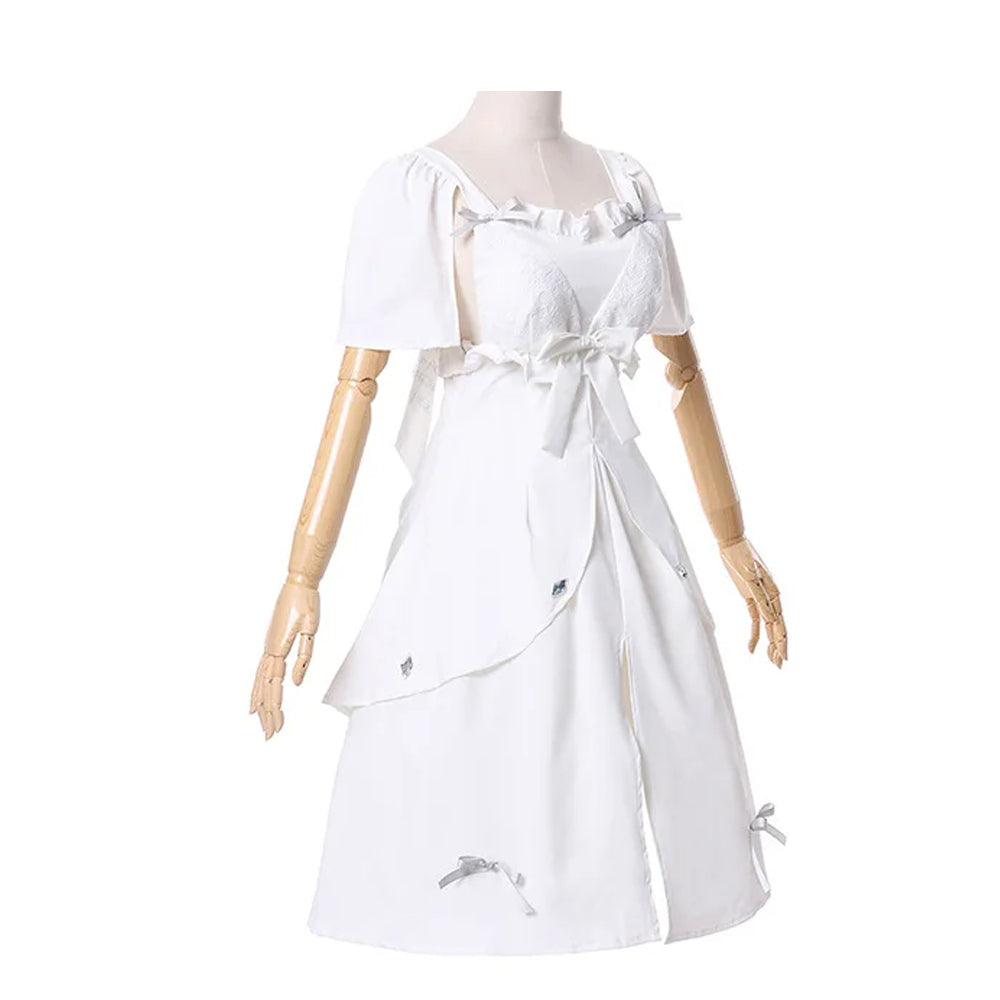 Women Minfilia Costume Game FF14 Ryne White Dress Cosplay Party Outfit