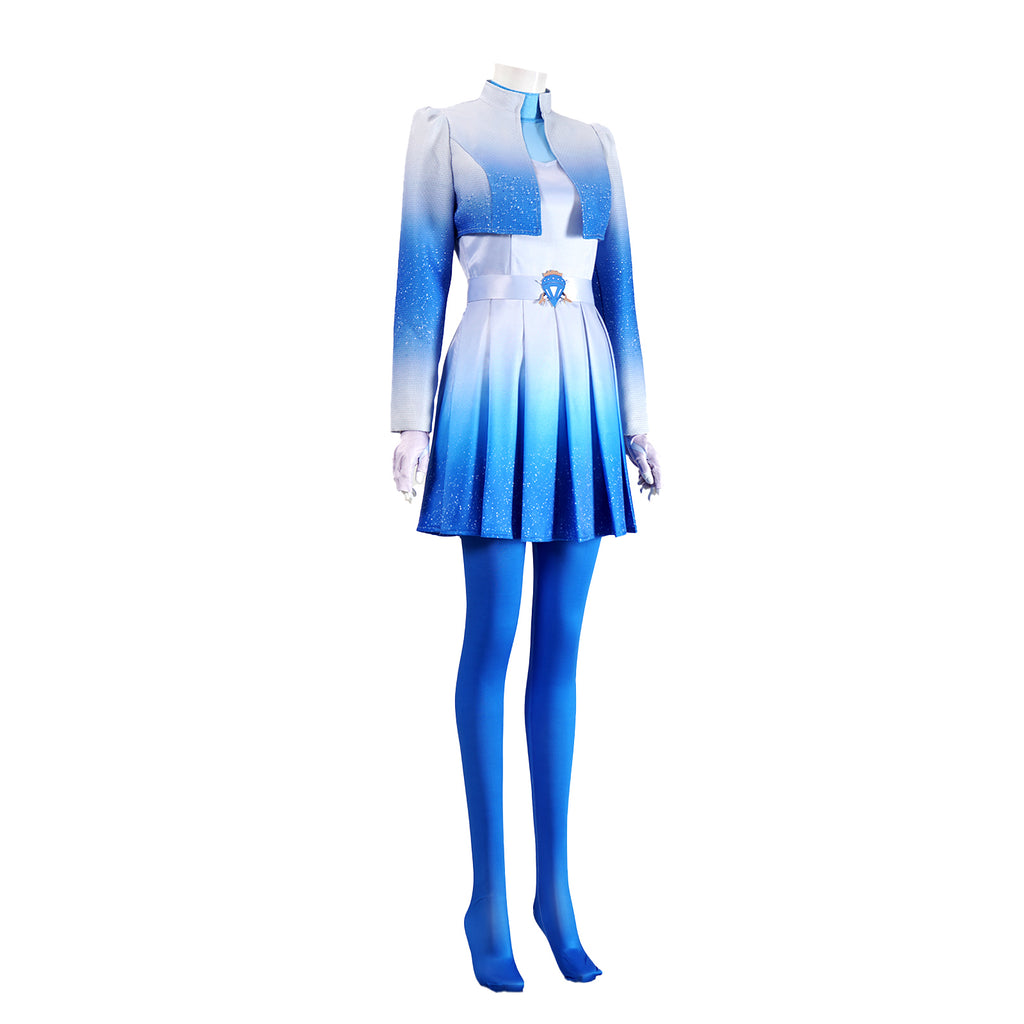 Chloe Charming Costume Descendents Blue Princess Skirt with Jacket and Accessories for Kids Adults Halloween Party