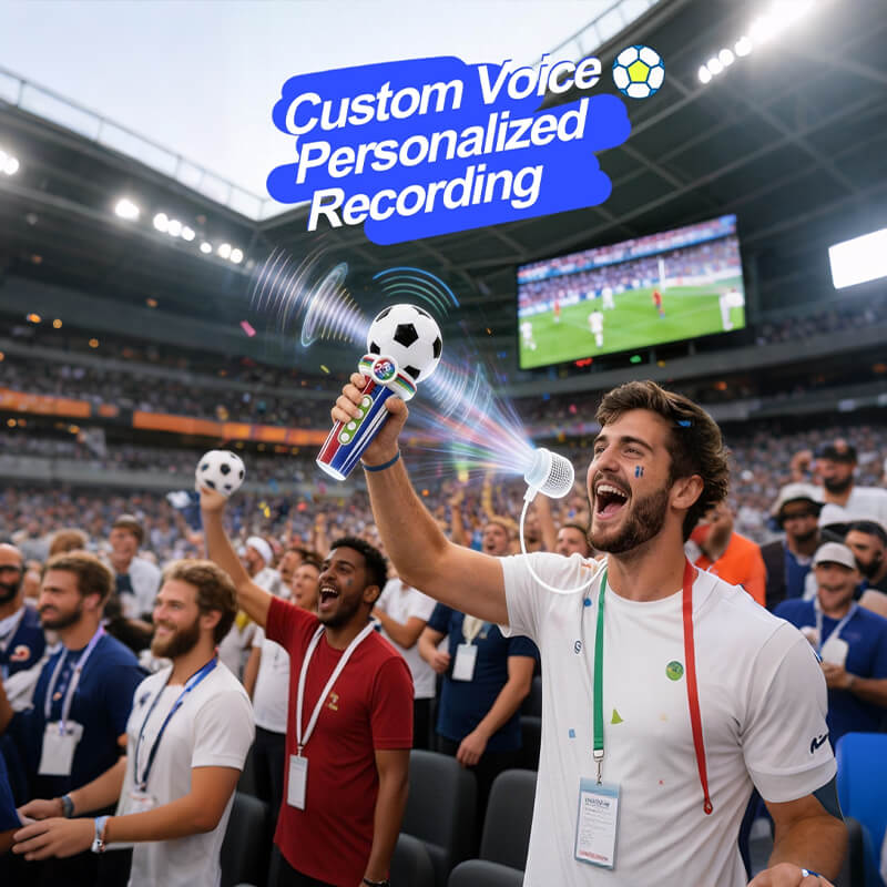 2pcs Fan Cheering Soccer Megaphone Portable Handheld Speaker Voice Amplifier with Recording and LED Lights
