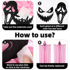 2pcs Halloween Decoration Tassel Ghost Ornaments with two Different Faces for Outdoor and Indoor Decor