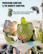 2pcs RC Dino Egg Car 2-in-1 Shooting RC Bumper Car Interactive Toy with Music and Light