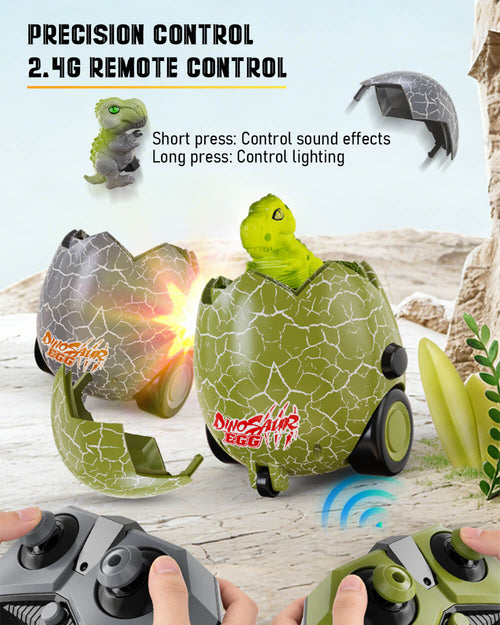 2pcs RC Dino Egg Car 2-in-1 Shooting RC Bumper Car Interactive Toy with Music and Light