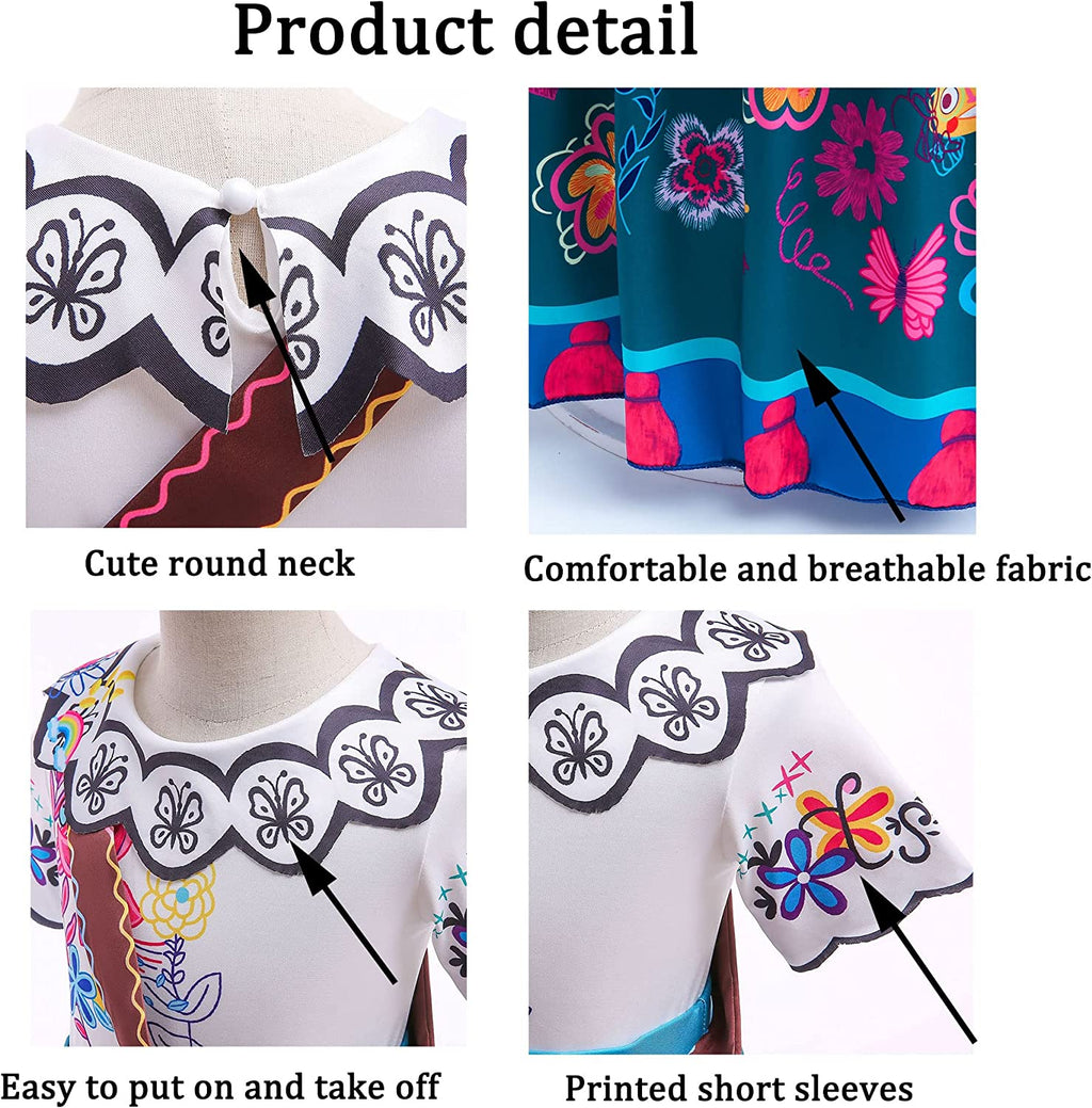 Girls Mirabel Light Up Dress Princess Glowing LED Fancy Costume for Dress Up Size 3T-10