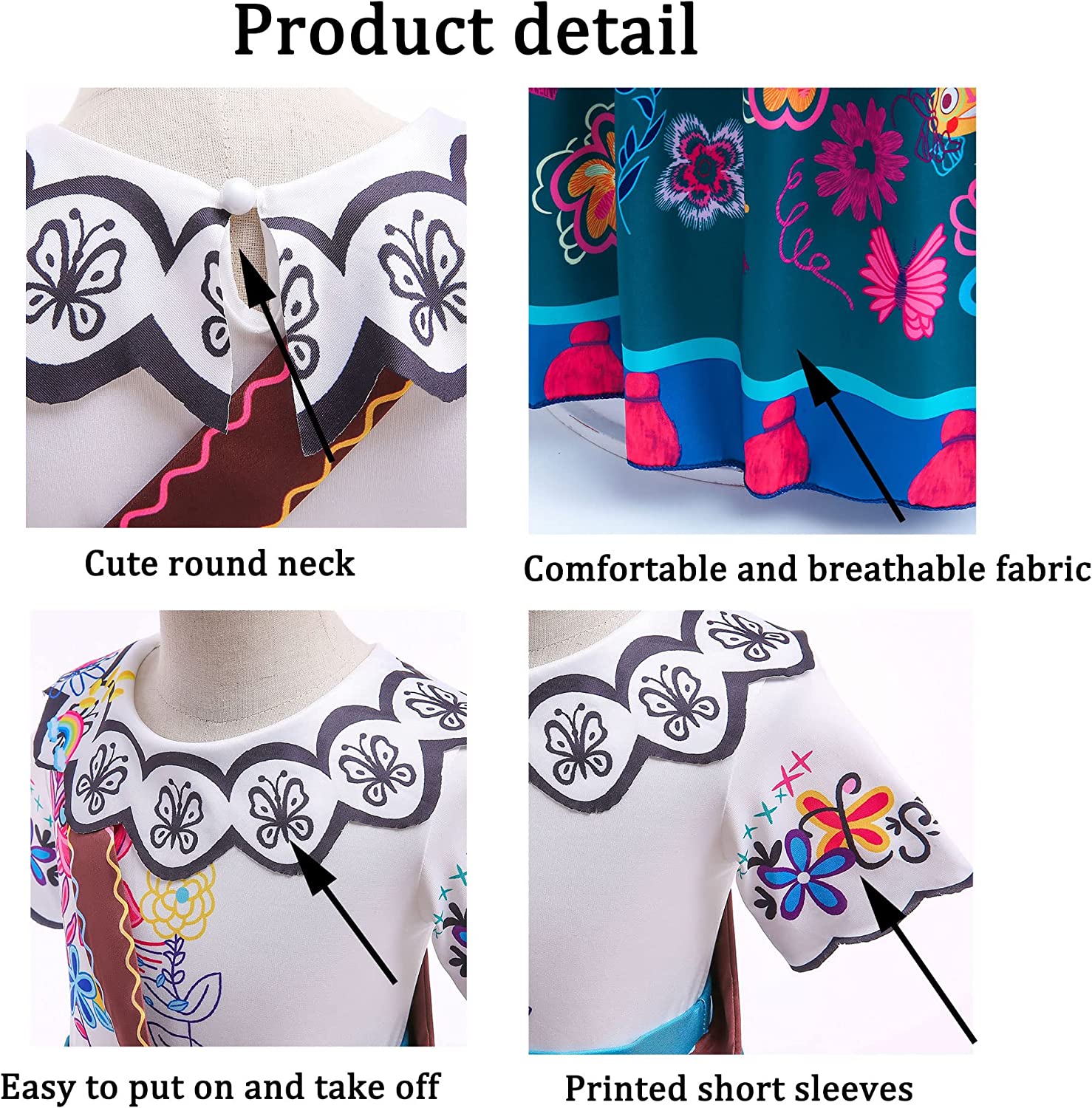 Girls Mirabel Light Up Dress Princess Glowing LED Fancy Costume for Dress Up Size 3T-10