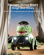 3-In-1 Push Car Baby Stroller Electric Dino Ride-on Car with Detachable Guardrail and Handle