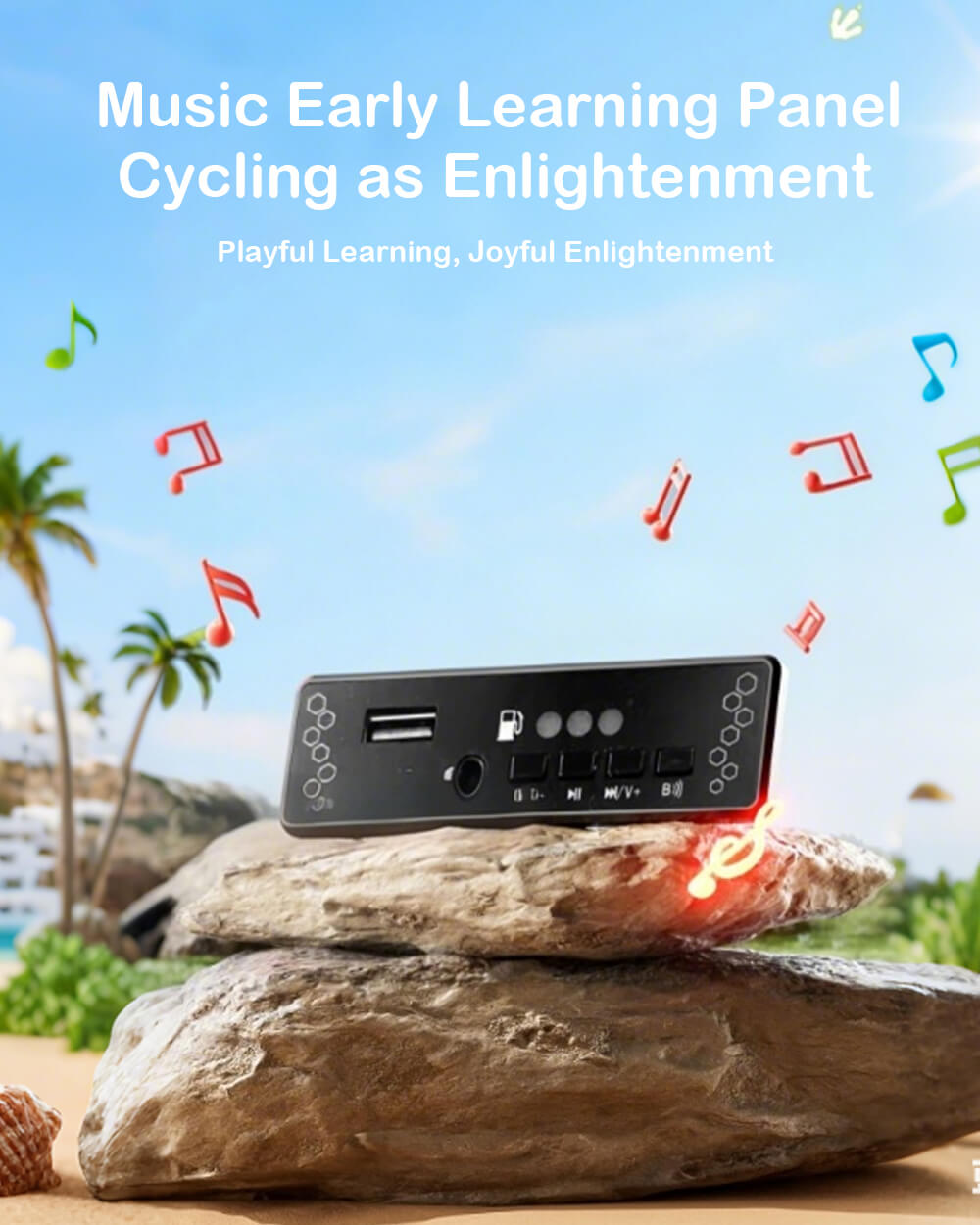 3-In-1 Push Car Baby Stroller Electric Dino Ride-on Car with Detachable Guardrail and Handle