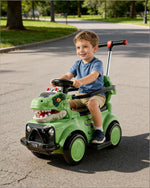 3-In-1 Toddler 6V Ride-on Car Dinosaur Electric Car with Guardrails and Push Handles