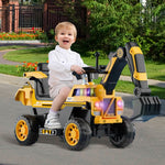 3-in-1 Kids Ride On Excavator Outdoor Indoor Ride-On Car With Front Loader Digger & Light Music