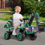 3-in-1 Kids Ride On Excavator Outdoor Indoor Ride-On Car With Front Loader Digger & Light Music