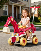 3-in-1 Kids Ride On Excavator 6V Battery Powered Push Car with Electric Digging Arm and Safety Guardrail