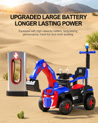 3-in-1 Kids Ride On Excavator 6V Battery Powered Push Car with Electric Digging Arm and Safety Guardrail