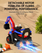 3-in-1 Kids Ride On Excavator 6V Battery Powered Push Car with Electric Digging Arm and Safety Guardrail