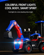 3-in-1 Kids Ride On Excavator 6V Battery Powered Push Car with Electric Digging Arm and Safety Guardrail