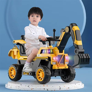 3-in-1 Kids Ride On Excavator Outdoor Indoor Ride-On Car With Front Loader Digger & Light Music