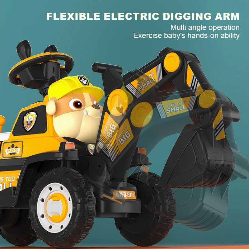 3-in-1 Toddler Excavator Cute Push Car Battery Powered Riding Car with Music and Light